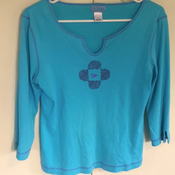 Sigrid Olsen SO blue top - Picture 1 of 5